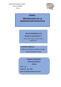 Gu&iacute;a de Objetivos de Investigaci&oacute;n en Educaci&oacute;n Musical