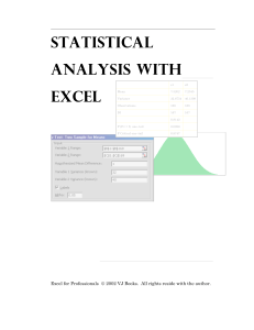 Statistical Analysis with Excel: A Practical Guide