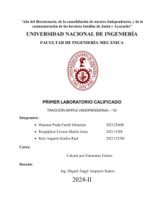 Informe Laboratorio: Tracci&oacute;n Simple 1D - Elementos Finitos