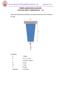 Laboratorio FEM Tracción 1D: Cálculo, MATLAB, ANSYS