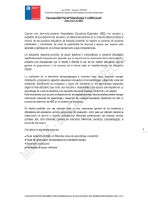 Evaluaci&oacute;n Psicopedag&oacute;gica NEE - Decreto 170/2010