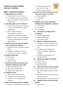 Examen de Religión Primaria: Preguntas y Respuestas