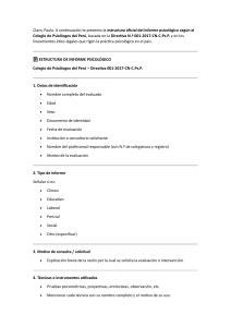 Estructura Informe Psicológico - Colegio de Psicólogos del Perú