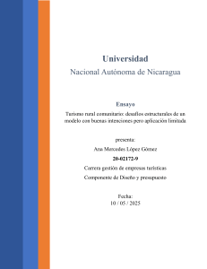 Turismo Rural Comunitario: Desaf&iacute;os Estructurales
