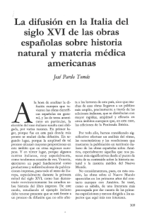 Ciencia Espa&ntilde;ola en la Italia del Siglo XVI: Difusi&oacute;n de Historia Natural