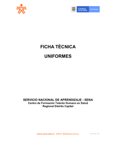 Ficha T&eacute;cnica de Uniformes SENA para Programas de Salud