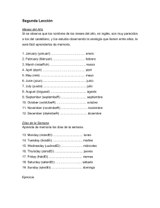 Lecci&oacute;n de ingl&eacute;s: meses, d&iacute;as, pronombres, verbos b&aacute;sicos
