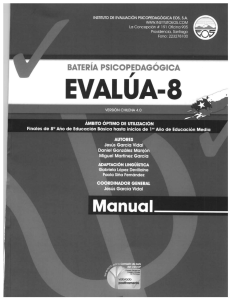 EVAL&Uacute;A-8: Manual de Bater&iacute;a Psicopedag&oacute;gica para 8&deg; B&aacute;sico y 1&deg; Medio