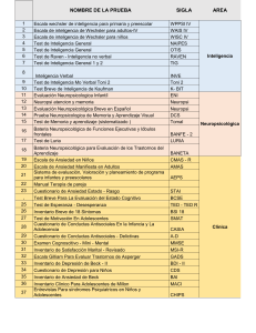 Lista de Pruebas Psicol&oacute;gicas: Inteligencia, Neuropsicolog&iacute;a y m&aacute;s