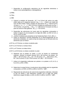 Gu&iacute;a de Ejercicios de Qu&iacute;mica: Configuraci&oacute;n, Enlaces y Polaridad