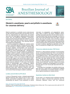 Obstetric Anesthesia: Pearls & Pitfalls in Cesarean Delivery