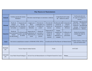 Plan Maestro de Mantenimiento Hidr&aacute;ulico Hospitalario