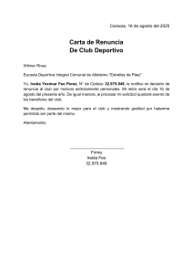 Carta de Renuncia Club Deportivo Wilmer Rivas