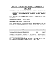 Acta Pactación Precios Unitarios Adicional Obra Agua Potable
