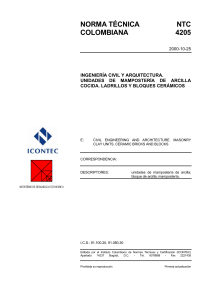 NTC 4205: Ladrillos y Bloques Cer&aacute;micos - Norma Colombiana