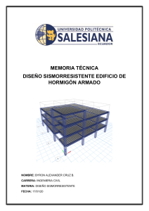 Dise&ntilde;o Sismorresistente Edificio Hormig&oacute;n Armado - Memoria T&eacute;cnica