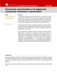 Vacaciones Remuneradas: Legislaci&oacute;n Comparada
