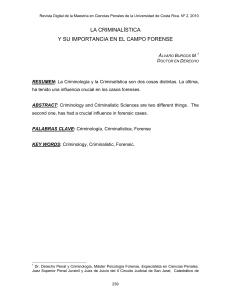 Criminal&iacute;stica y su Importancia en el Campo Forense