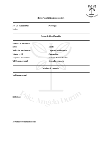 Historia Cl&iacute;nica Psicol&oacute;gica: Formulario de Evaluaci&oacute;n