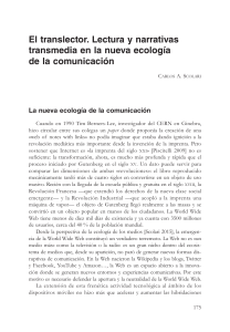 Lectura y Narrativas Transmedia: Nueva Ecolog&iacute;a de la Comunicaci&oacute;n