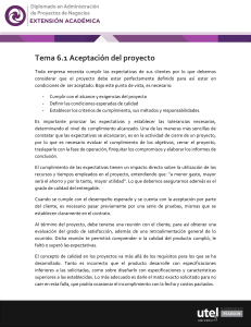 Aceptación y Calidad en la Gestión de Proyectos Empresariales