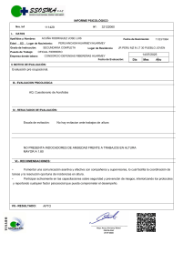 Informe Psicol&oacute;gico Pre Ocupacional - Acrofobia