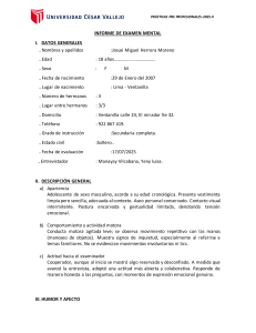 Informe de Examen Mental: Josu&eacute; Herrera, 18 a&ntilde;os