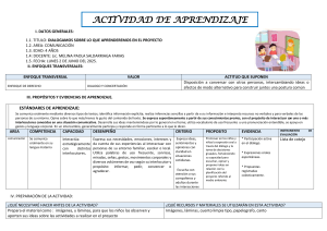 Actividad de Aprendizaje: Di&aacute;logo y Medio Ambiente (4 a&ntilde;os)