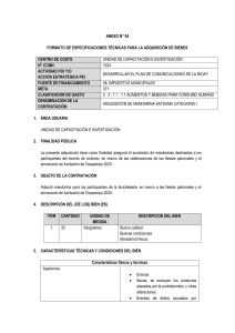 Especificaciones T&eacute;cnicas: Adquisici&oacute;n de Mandarina Satsuma