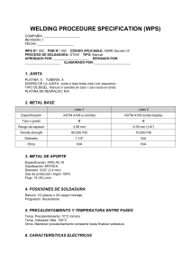 WPS GTAW Junta Brida-Tubo: Especificaci&oacute;n de Soldadura