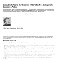 Teor&iacute;a Curricular de Hilda Taba: Una Gu&iacute;a para la Educaci&oacute;n