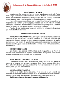 Solemnidad Virgen del Carmen: Liturgia y Oraciones