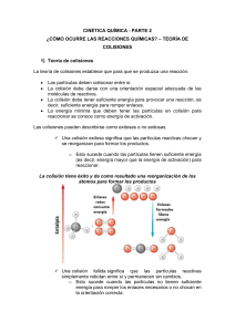 Cin&eacute;tica Qu&iacute;mica: Teor&iacute;a de Colisiones - Gu&iacute;a de Estudio