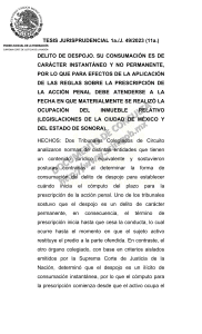 Delito de Despojo: Consumaci&oacute;n y Prescripci&oacute;n (Tesis Jurisprudencial)
