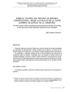 Control de Reforma Constitucional en Argentina: An&aacute;lisis de la Corte