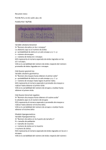Resumen de Distribuciones de Probabilidad: Binomial, Geom&eacute;trica...