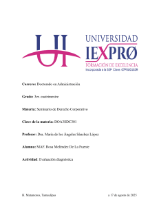 Evaluaci&oacute;n Diagn&oacute;stica Derecho Corporativo - Doctorado