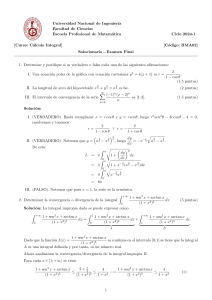 Solucionario Examen C&aacute;lculo Integral - UNI 2024-1
