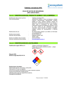 HDS Tabletas Cloradoras 65%: Seguridad y Primeros Auxilios