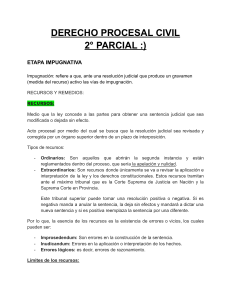Derecho Procesal Civil: Etapa Impugnativa - Apuntes