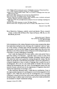 Bernstein's Pedagogy: A Sociolinguistic Review