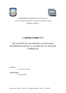 Determinaci&oacute;n de Acidez en Vinagre: Informe de Laboratorio QA1
