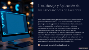 Procesadores de Palabras: Uso, Manejo y Aplicaci&oacute;n