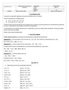Hoja de Ejercicios de Casos de Factorizaci&oacute;n para Matem&aacute;ticas