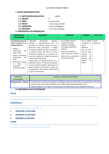 Plan de Clase: El Afiche Publicitario y Medio Ambiente (5to Grado)