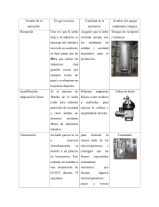 Proceso de Producci&oacute;n de Leche: Operaciones y Equipos