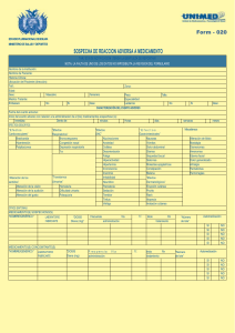 Tarjeta de Notificaci&oacute;n de Reacci&oacute;n Adversa a Medicamento - Bolivia