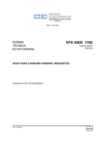 NTE INEN 1108: Requisitos de Agua para Consumo Humano en Ecuador
