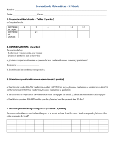 Evaluación de Matemáticas 5º Grado: Proporcionalidad y Problemas