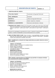 Descripci&oacute;n de Puesto: Coordinador de Seguridad Patrimonial